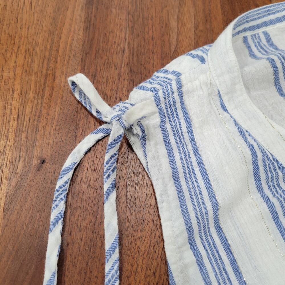 Torrid Blue and White Stripe Herringbone Tank Drawstring Shoulders Size 1X 14/16 - Picture 7 of 10